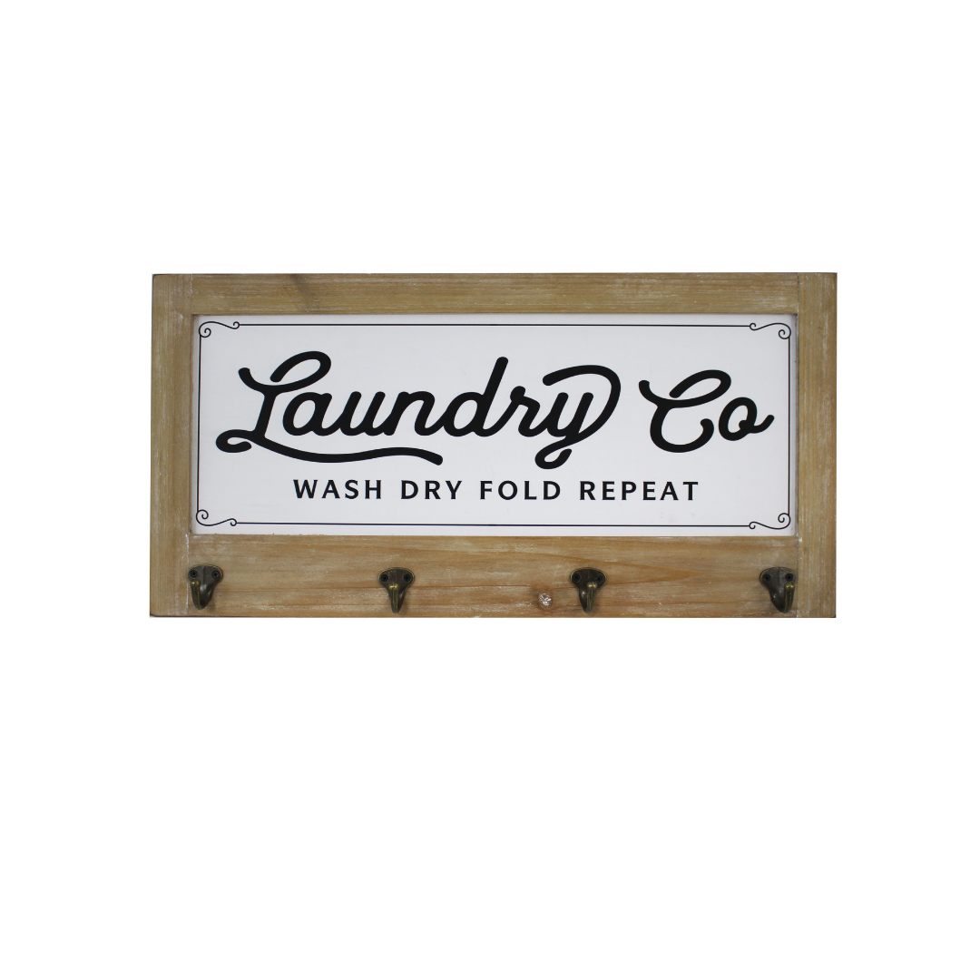 Laundry Co. Wall Plaque with Hooks