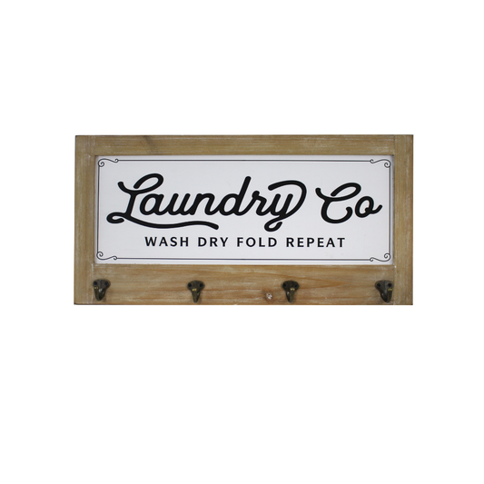 Laundry Co. Wall Plaque with Hooks