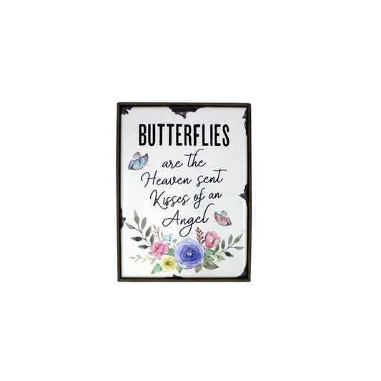 Butterfly Kisses Wood Plaque 6x8"